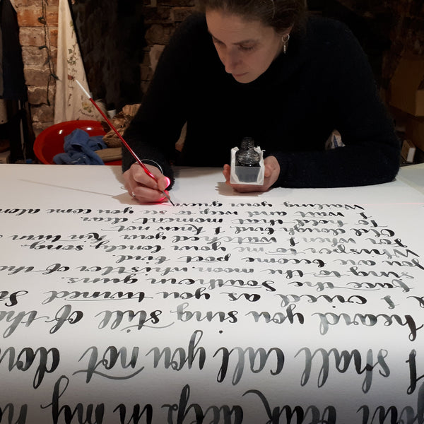 Brush Lettering for the Oriel Davies Gallery preparation work