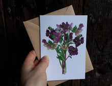Load image into Gallery viewer, Hellebore bouquet card by Alice Draws the Line, Hellebores greeting card, blank inside, mother's day card, birthday card, wedding card, bereavement card,