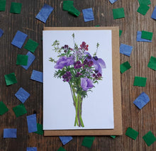 Load image into Gallery viewer, Purple bouquet by Alice Draws the Line posy of purple flowers