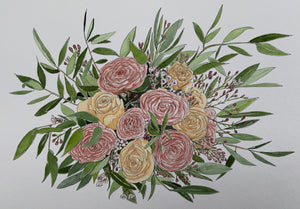 Wedding bouquet illustration by Alice Draws the Line preserving your wedding flowers as original artwork