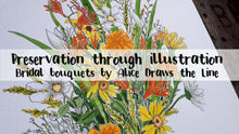 Load image into Gallery viewer, Preserving wedding bouquets as bespoke artwork botanical illustration by Alice Draws the Line