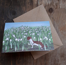Load image into Gallery viewer, Stoat in the Snowdrops card (or stoat-ally devoted!)