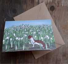 Load image into Gallery viewer, Stoat in the Snowdrops card (or stoat-ally devoted!)
