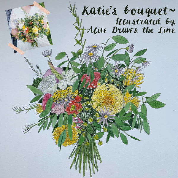 Preserving Katie's wedding bouquet