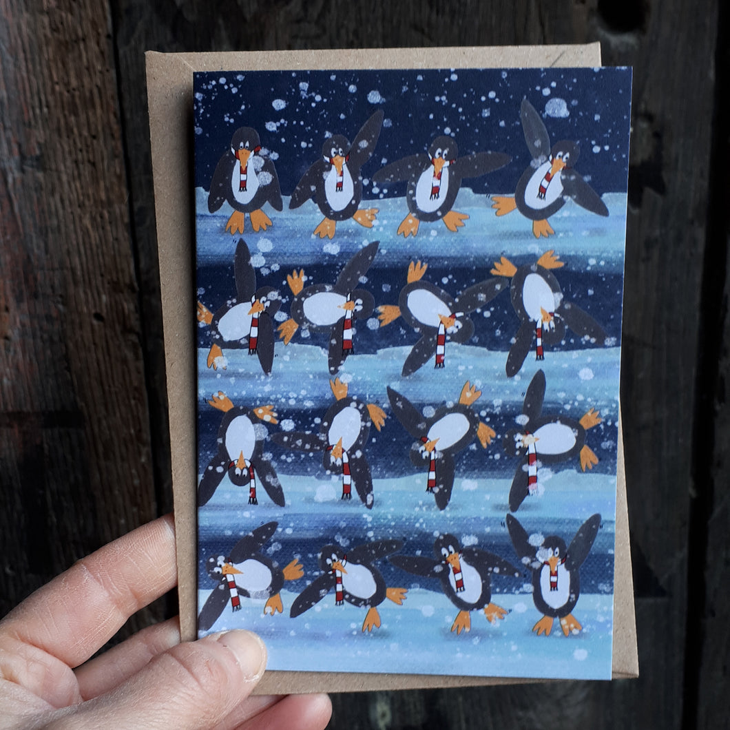 Cartwheeling Winter Penguins