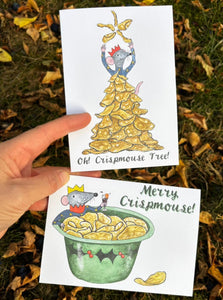 Crispmouse Christmas Cards by Alice Savery of Alice Draws the Line, festive mice illustrated Christmas Cards, designed and printed in the UK on recycled card