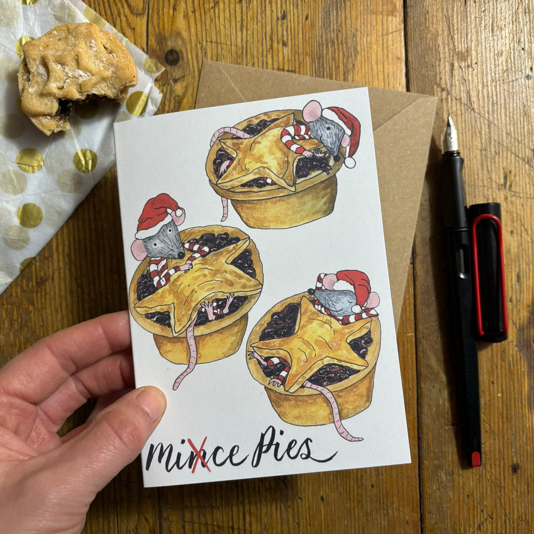 Mice pies Christmas Card by Alice Savery of Alice Draws the Line