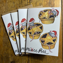 Load image into Gallery viewer, Mice Pies by Alice Savery of Alice Draws the Line, pack of 4 cards