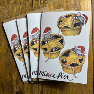 Mice Pies by Alice Savery of Alice Draws the Line, pack of 4 cards