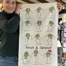 Load image into Gallery viewer, Twist and Sprout Tea Towel design by Alice Savery of Alice Draws the Line, unbleached organic cotton. 