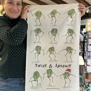 Twist and Sprout Tea Towel design by Alice Savery of Alice Draws the Line, unbleached organic cotton. 