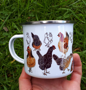 Enamel Chickens mug