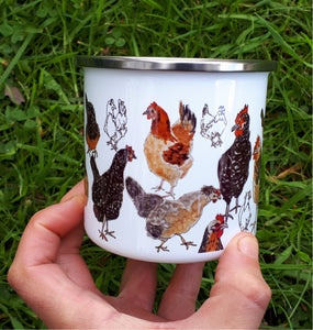 Enamel Chickens mug