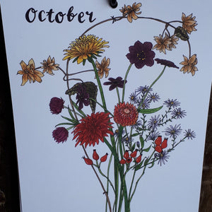 Illustrated Bouquets Birthday / Perpetual Calendar