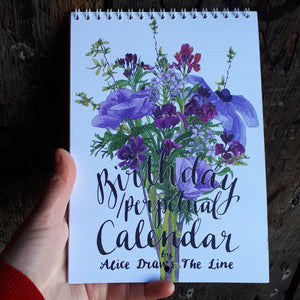 Illustrated Bouquets Birthday / Perpetual Calendar