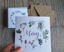 Load image into Gallery viewer, botanical calendar cards by Alice Draws The Line, recycled card, blank inside