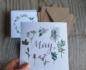 botanical calendar cards by Alice Draws The Line, recycled card, blank inside