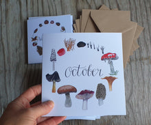 Load image into Gallery viewer, botanical calendar cards by Alice Draws The Line, recycled card, blank inside