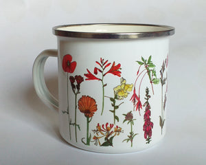 Rainbow Flowers enamel mug by Alice Draws The Line Mother's day gift, enamel mug
