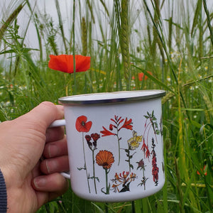 Rainbow flowers enamel mug by Alice Draws the Line