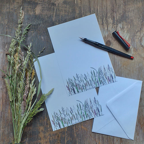 Meadow Grasses letterpaper by Alice Draws The Line, A5 recycled paper