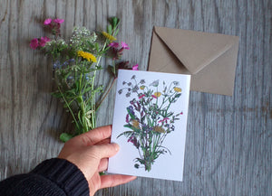 Spring Wildflowers bouquet by Alice Draws The Line, blank inside and printed on recycled card