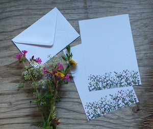 Spring Wildflowers letter paper by Alice Draws The Line, A5 letter paper printed on recycled paper with white recycled envelope