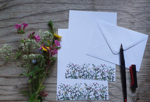 Spring Wildflowers letter paper by Alice Draws The Line, A5 letter paper printed on recycled paper with white recycled envelope