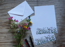 Load image into Gallery viewer, Spring Wildflowers letter paper by Alice Draws The Line, A5 letter paper printed on recycled paper with white recycled envelope