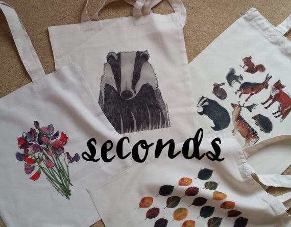 Seconds sale tote bags by Alice Draws the Line