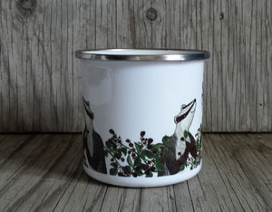 Badgers picking Blackberries enamel mug by Alice Draws the Line