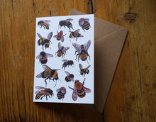 Load image into Gallery viewer, Birds, Bees and Bugs set of 3 greeting cards printed on recycled card, blank inside