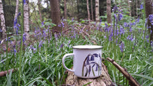 Load image into Gallery viewer, Bluebell enamel mug by Alice Draws The Line Mother&#39;s day gift, flower enamel mug