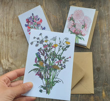 Load image into Gallery viewer, Botanical Bouquet card collection by Alice Draws the Line, set of 3 floral greeting cards, blank inside