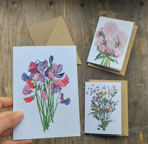Botanical Bouquet card collection by Alice Draws the Line, set of 3 floral greeting cards, blank inside