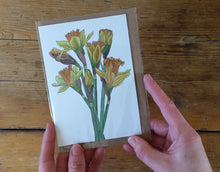 Load image into Gallery viewer, Daffodils card by Alice Draws the Line, recycled card mother&#39;s day card, easter card