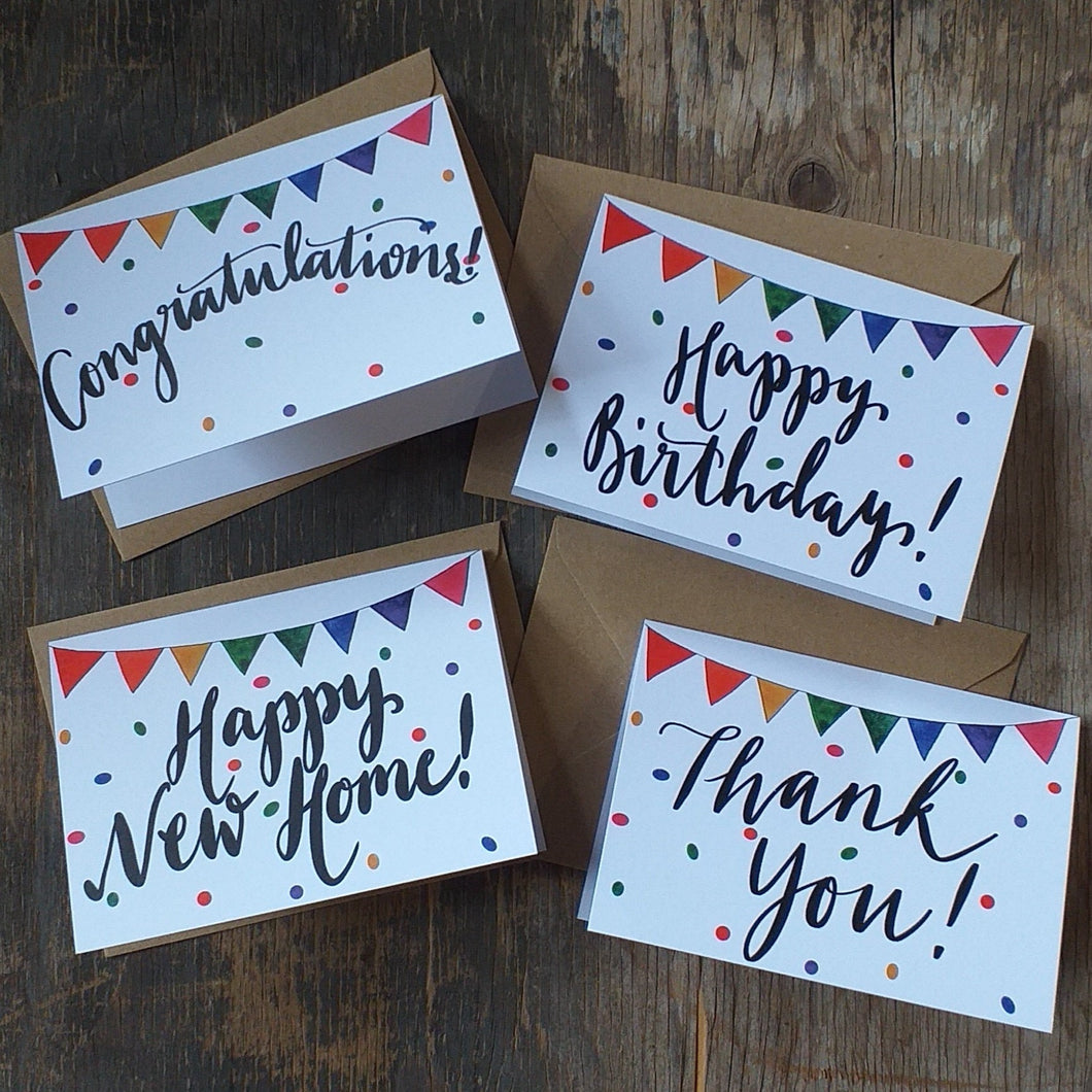 Celebration collection of cards by Alice Draws the Line
