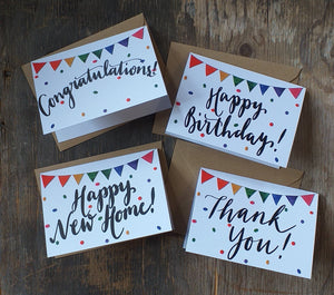 Bunting celebrations cards - individual cards