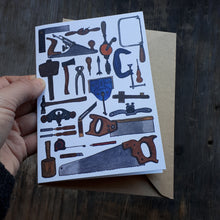Load image into Gallery viewer, Carpentry card by Alice Draws the Line, Traditional hand tools for woodworking and cabinet making