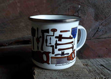 Load image into Gallery viewer, Carpentry Cup by Alice Draws the Line, Traditional woodworking tools on an enamel mug