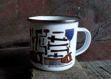 Load image into Gallery viewer, Carpentry Cup by Alice Draws the Line, Traditional woodworking tools on an enamel mug