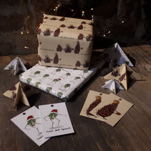 Illustrated Humorous Wrapping paper by Alice Draws the Line, We three cones and Twist and Sprout