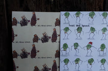 Load image into Gallery viewer, Illustrated Humorous Wrapping paper by Alice Draws the Line, We three cones and Twist and Sprout