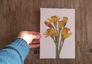 Daffodil print by Alice Draws The Line, botanical illustration art print of a bunch of daffodils