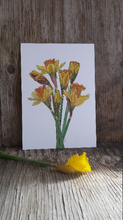 Load image into Gallery viewer, Daffodil print by Alice Draws The Line, botanical illustration art print of a bunch of daffodils