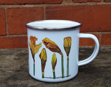 Load image into Gallery viewer, Daffodil enamel mug by Alice Draws The Line Mother&#39;s day gift, flower enamel mug