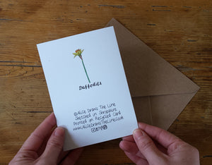 Daffodil Mother's Day Greeting card by Alice Draws the Line, recycled card
