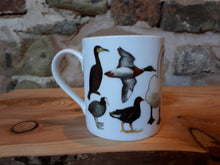 Load image into Gallery viewer, Ducks mug by Alice Draws the Line, a range of pond visitors on a China mug