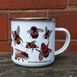 Bees enamel mug by Alice Draws The Line