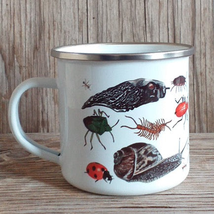Bug mug by Alice Draws the Line enamel mug ideal for children to use outside